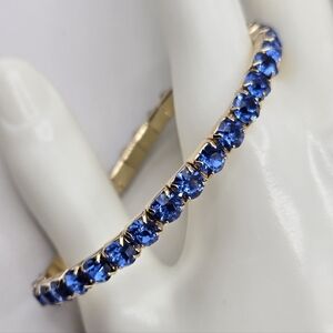 Swarovski Elements Sapphire Blue & Gold Bracelet Made w Swarovski Crystals